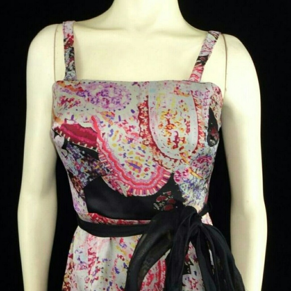 SOLD Kay Unger Silk Fit n Flare Art Print Dress - Picture 3 of 6
